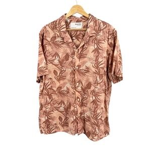 Selected Homme Shirt Pink Floral Tropical Lightweight Button Front Size 16.5